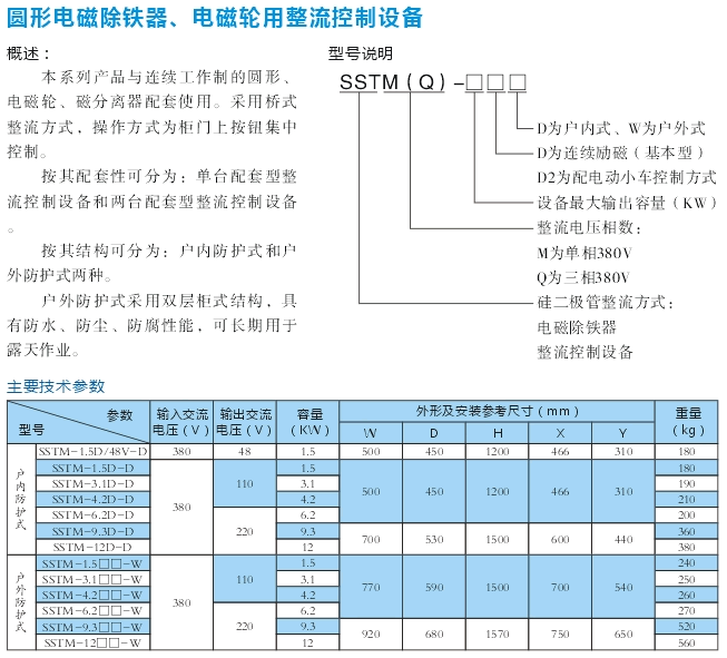 圓形電磁除鐵、電磁輪用整流控制設(shè)備